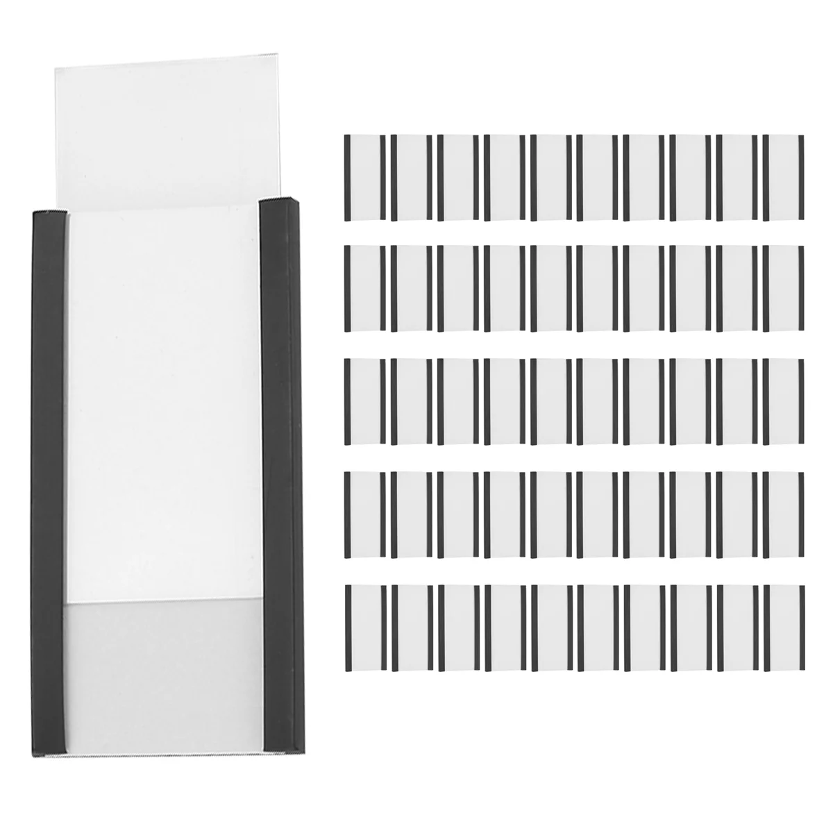 Y59A50Pz Porta etichette magnetiche con porta carte dati magnetiche con protezioni in plastica trasparente per ripiano in metallo (1 x 2 pollici)