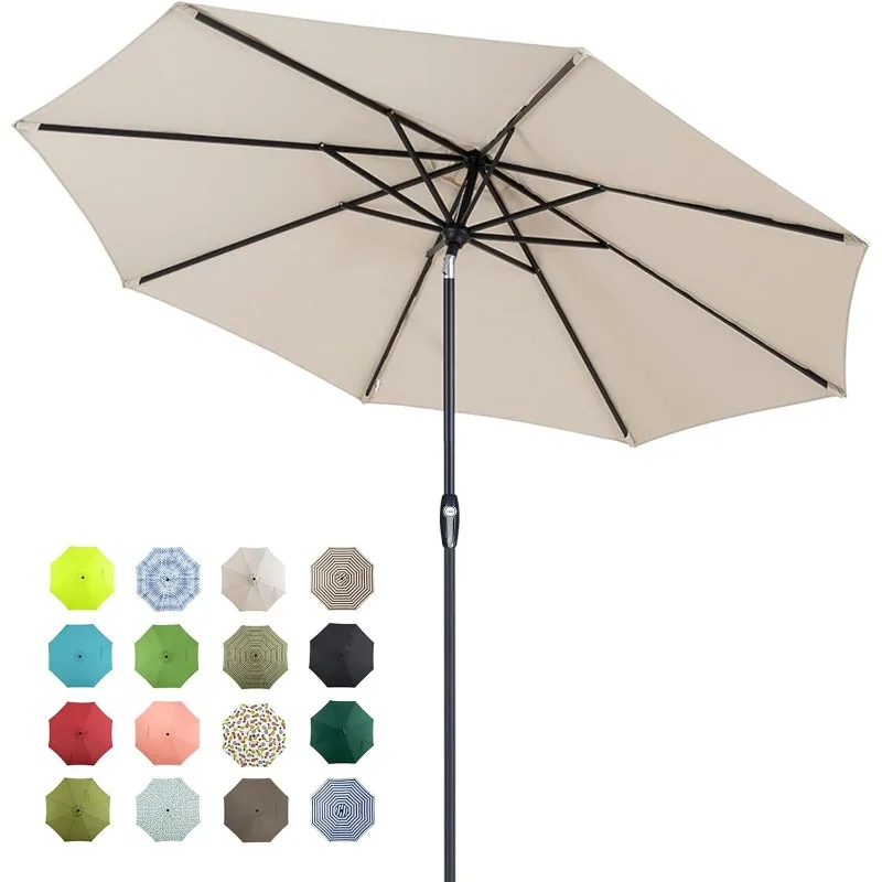

9ft Patio Market Outdoor Table Umbrella with Auto Tilt and Crank,Large Sun Umbrella with Sturdy Pole&Fade resistant canopy