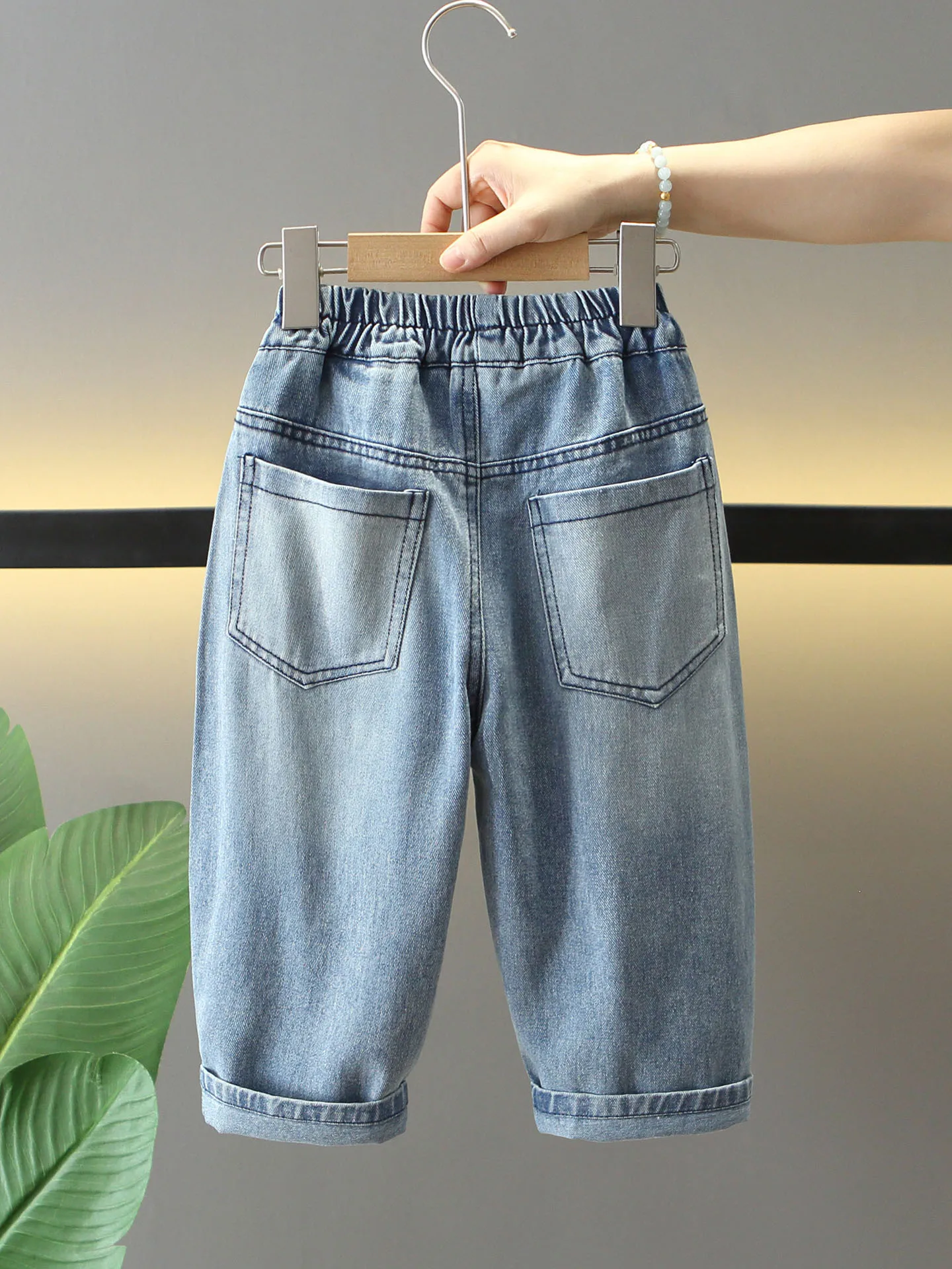 Spring Autumn Big Boys Jeans Children's Streetwear Loose Jeans Casual Boys Denim Pants Girls Twinkle Twinkle Little Star Pants