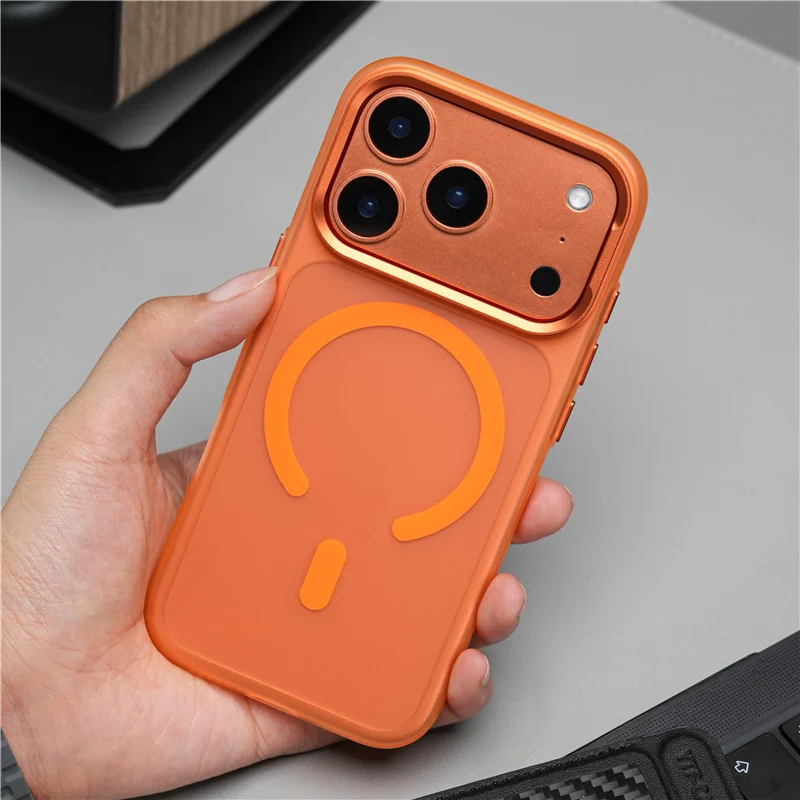 

Original Color Ultrathin Frosted Magsafe Case For iPhone 17Pro Max 17Pro 17 Alloy Lens Matte Wireless Charge Shockproof Cover