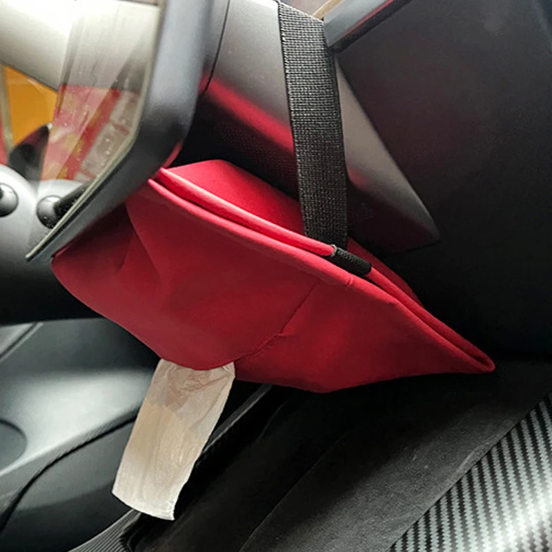 Flocking Hidden Tissue Box for Tesla Model 3/Y – Seat Back Napkin Holder, Center Console Storage Accessory