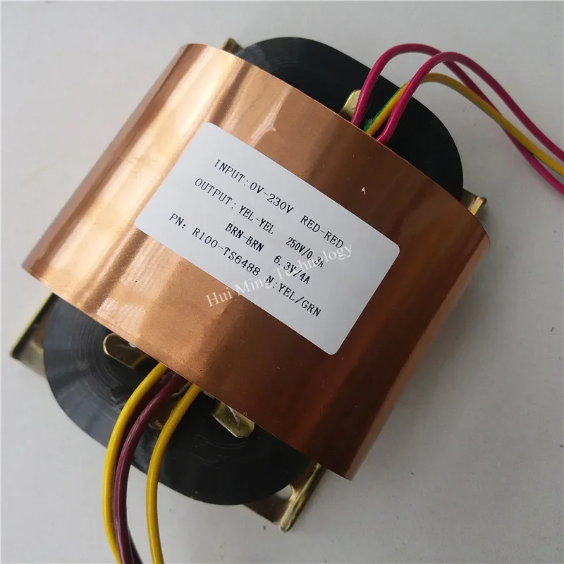 R Core Transformer 100W R100 Transformers 220V To 250V 0.3A 6.3V 4A Custom Transformers Copper Shield Power Audio Amplifier