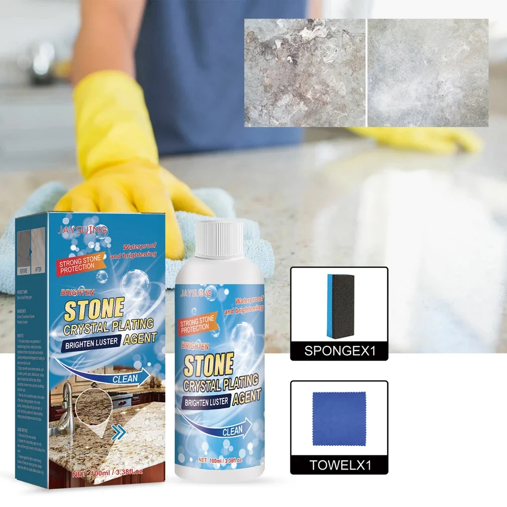 Stone Nano Crystal-Plating Agent with Sponge and Towel Stone Crystal Plating Brighten Luster Agent Marble Crystal Plating Agent
