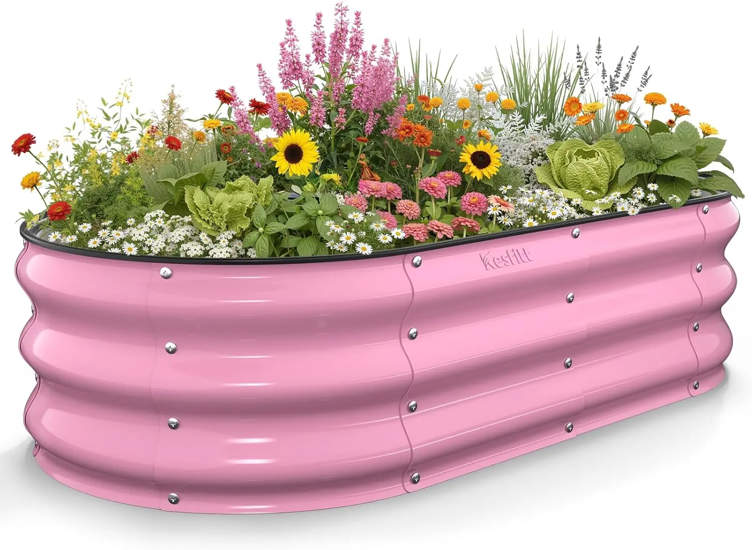 

4x2x1 Galvanized Metal Raised Garden Bed for Vegetables, Herbs