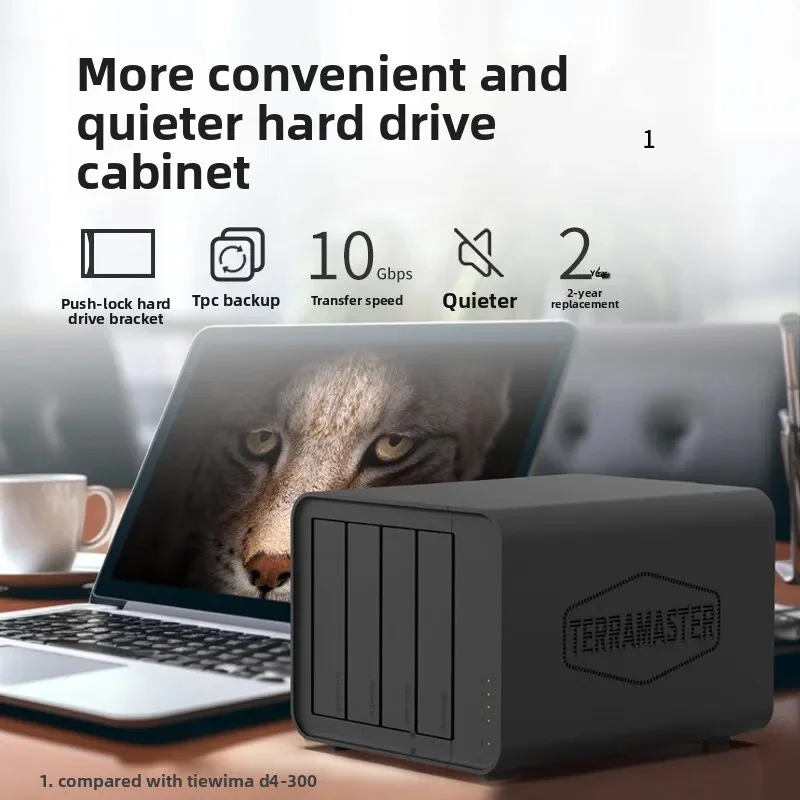 TERRAMASTER D4-320 4-Bay NAS Expansion Enclosure with Type-C Hard Drive Caddy Direct Attached Storage (DAS) NAS Expansion