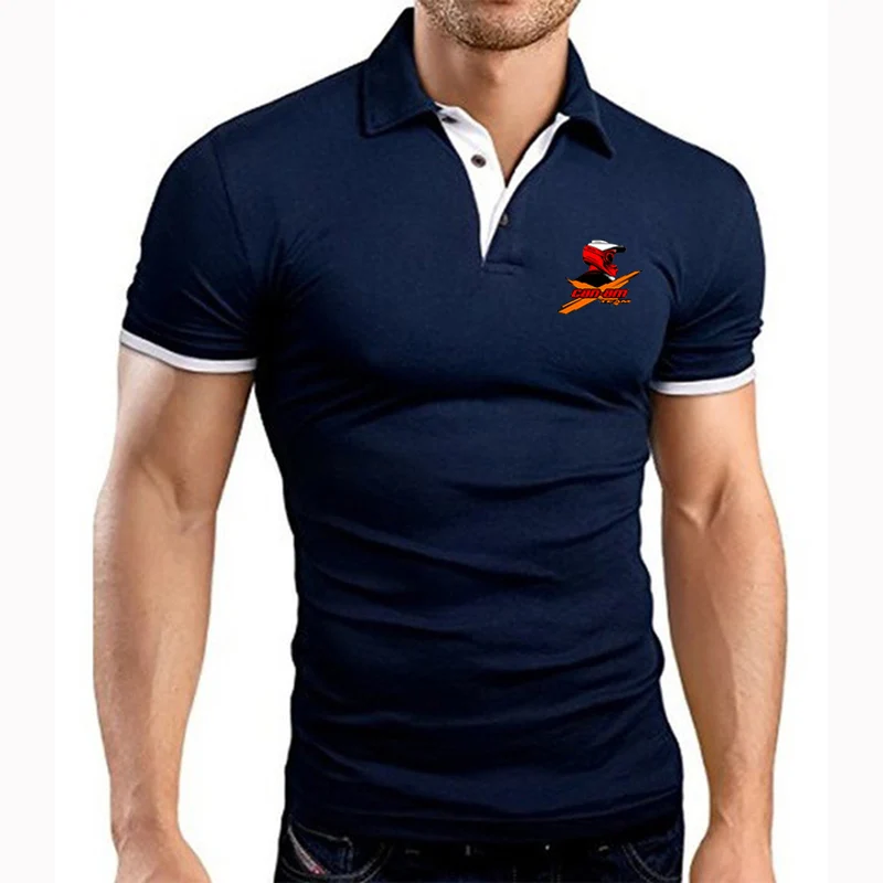 2024 Summer Mens Can Am Team Spyder Motorcycles Logo Print Fashion Lapel Lapel Breathable Business Casual Solid Color Polo Shirt