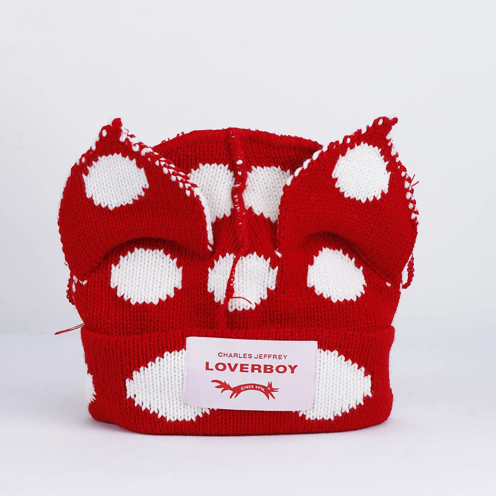 Cat Ear Hat Dot Design Loverboy Hat Knitted Hat Beanie Cap Colored Personalized Hat for Women Men Autumn Winter