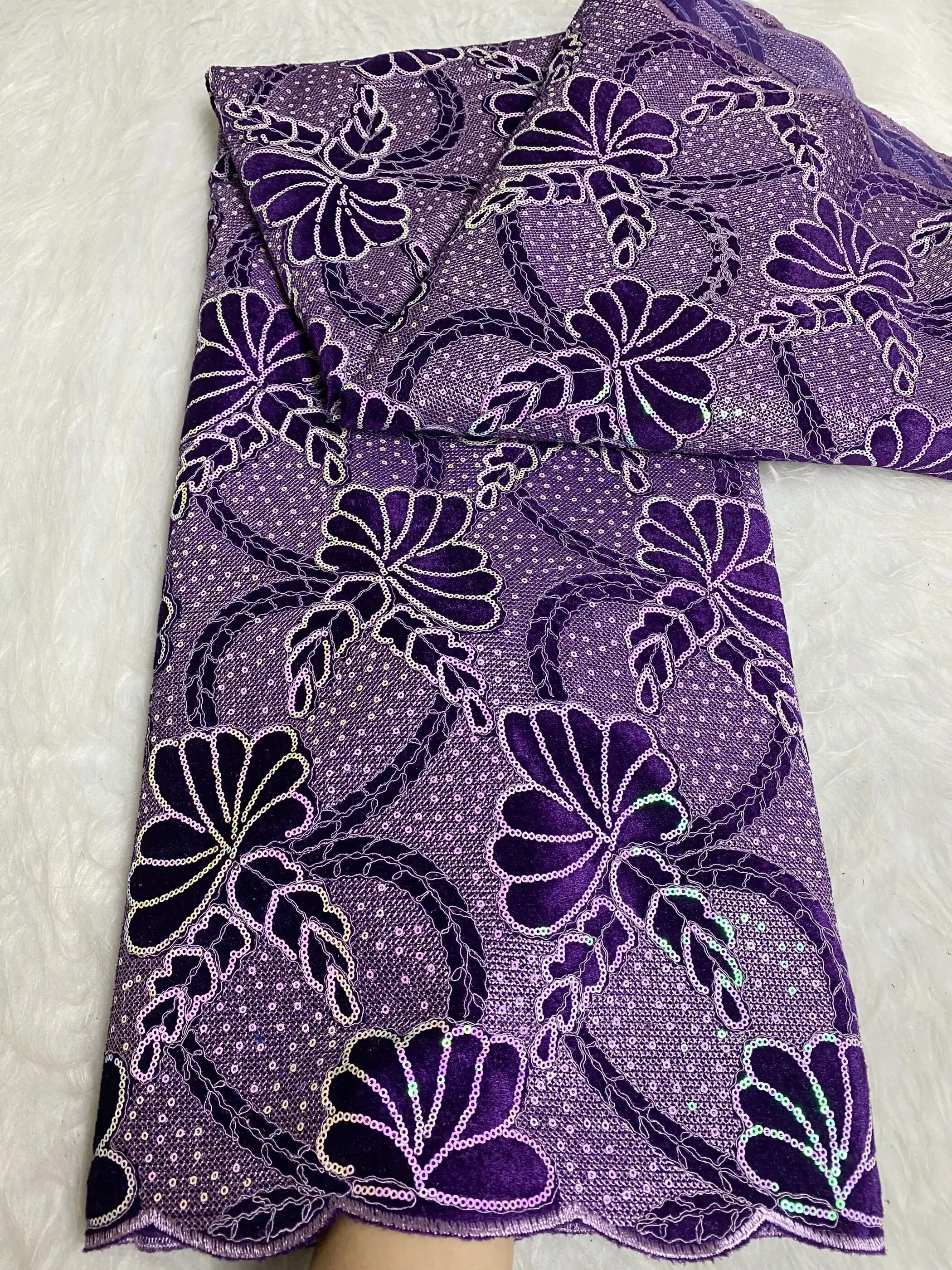 

2024 African Lace Fabric High Quality,Cotton Fabrics By The Meter,Embroidery,Sequin,Linen,Party Dresses,Tulle,Luxury,5 Yards