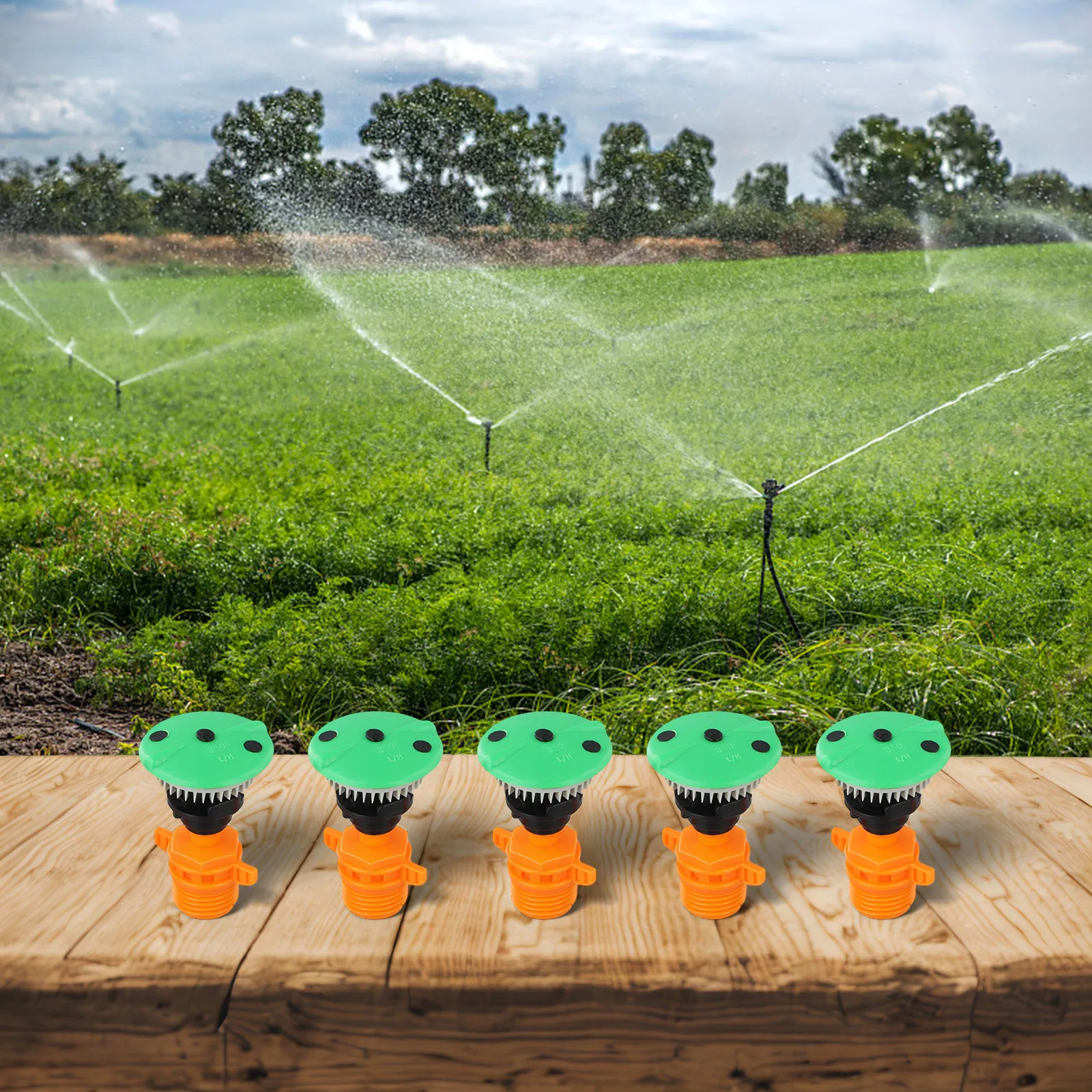 5PC Automatic Sprinkler System for Vegetable Gardens and Lawns with Rotating Nozzle Design for Efficient Water Distribution