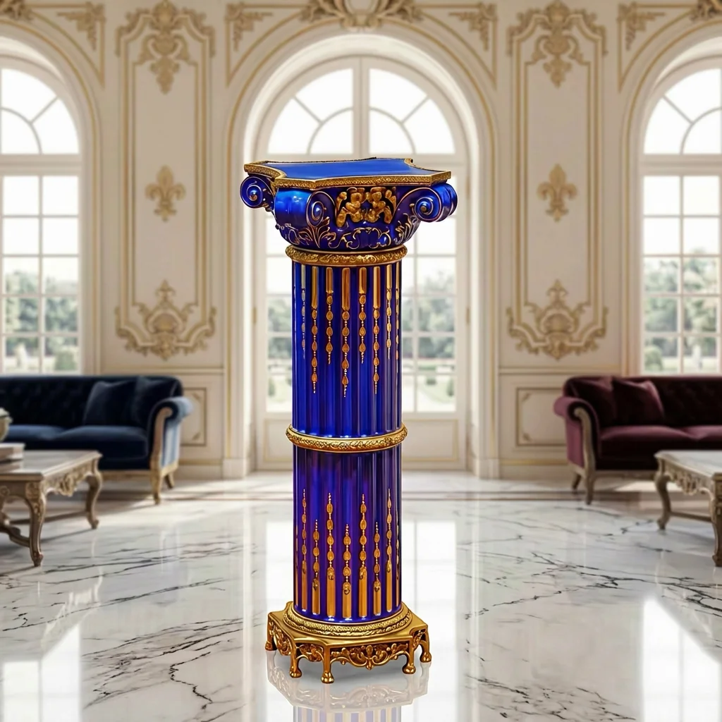 &c Bronze Base with High-temperature Painted Ceramic Columns - a Decorative Piece for the Living Room.