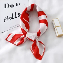 Women Small Satin Silk Scarf Square Print Wrap Foulard Femal Handkerchief Bandana Neck Hair Skinny Tie Scarves Shawls Scarves