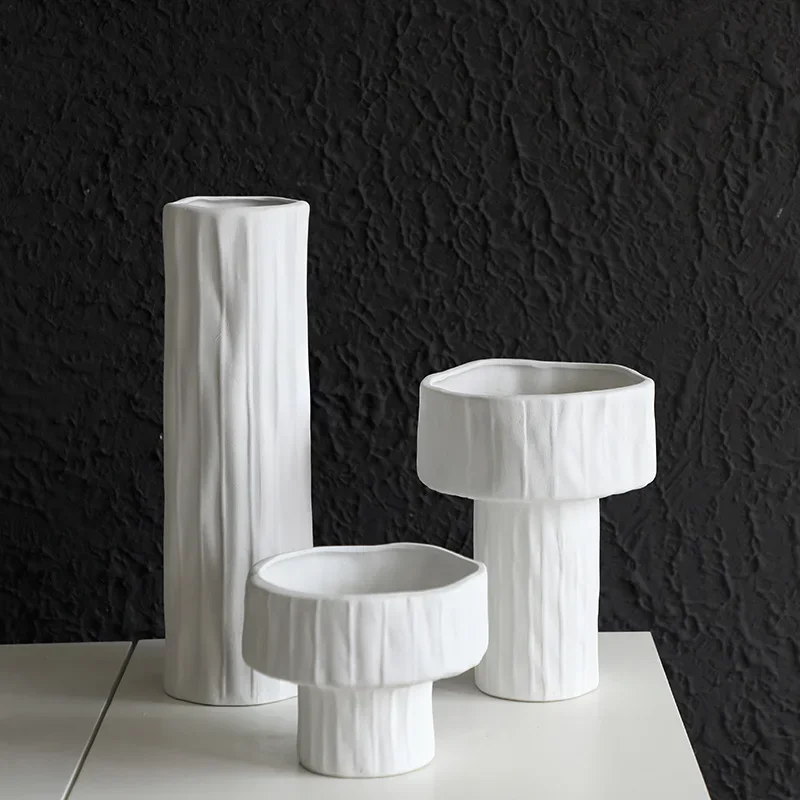 White Ceramic Vase Hydroponic Ikebana Planter Vertical Flower Vase Minimalist Table Centerpiece