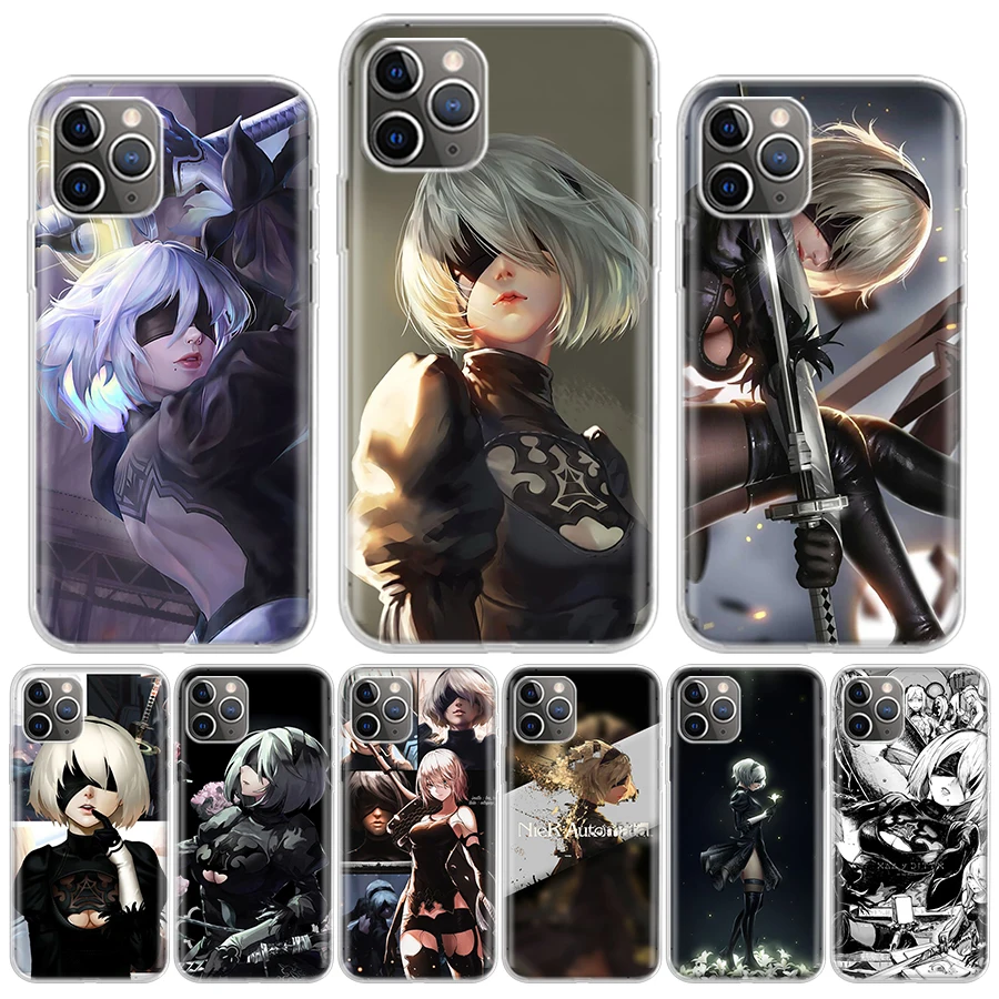 2B Nier Automata Anime Silicon Call Phone Case For Apple iPhone 16 15 14 11 Pro Max 13 Plus 12 Mini 7 8 + X XR XS SE Cover Shell