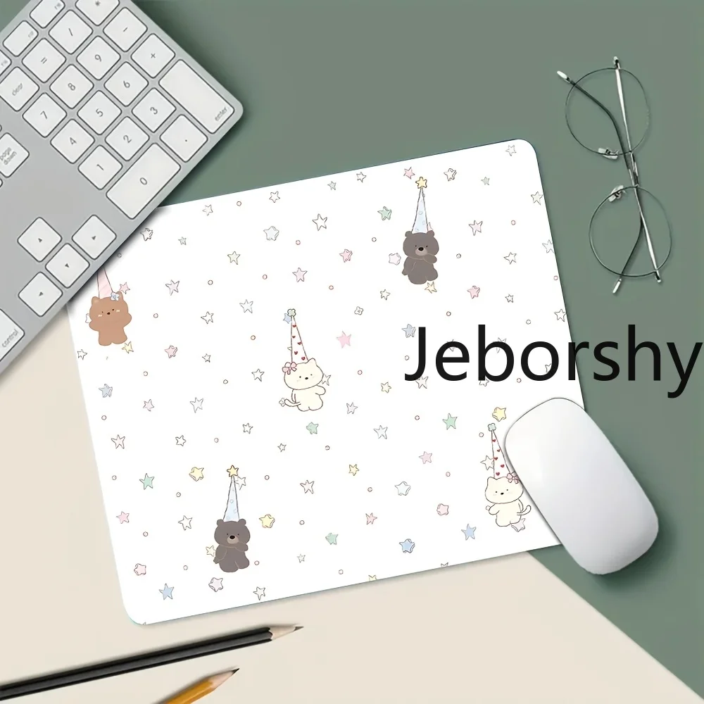 Cute Party Bears and Stars Print Gaming Mouse Pad Non-slip Desk Mat Perfect Gift for Kids