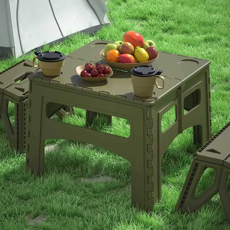 

Portable Plastic Folding Camping Table, Lightweight Table Nature Hike Car Travel Picnic Mini Coffee