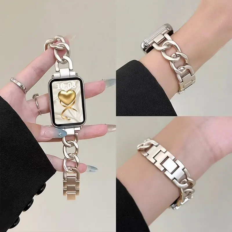 For Xiaomi Band 8Pro Strap for Xiaomi 9Pro Denim Chain Metal Strap for Redmi 4/5 Strap