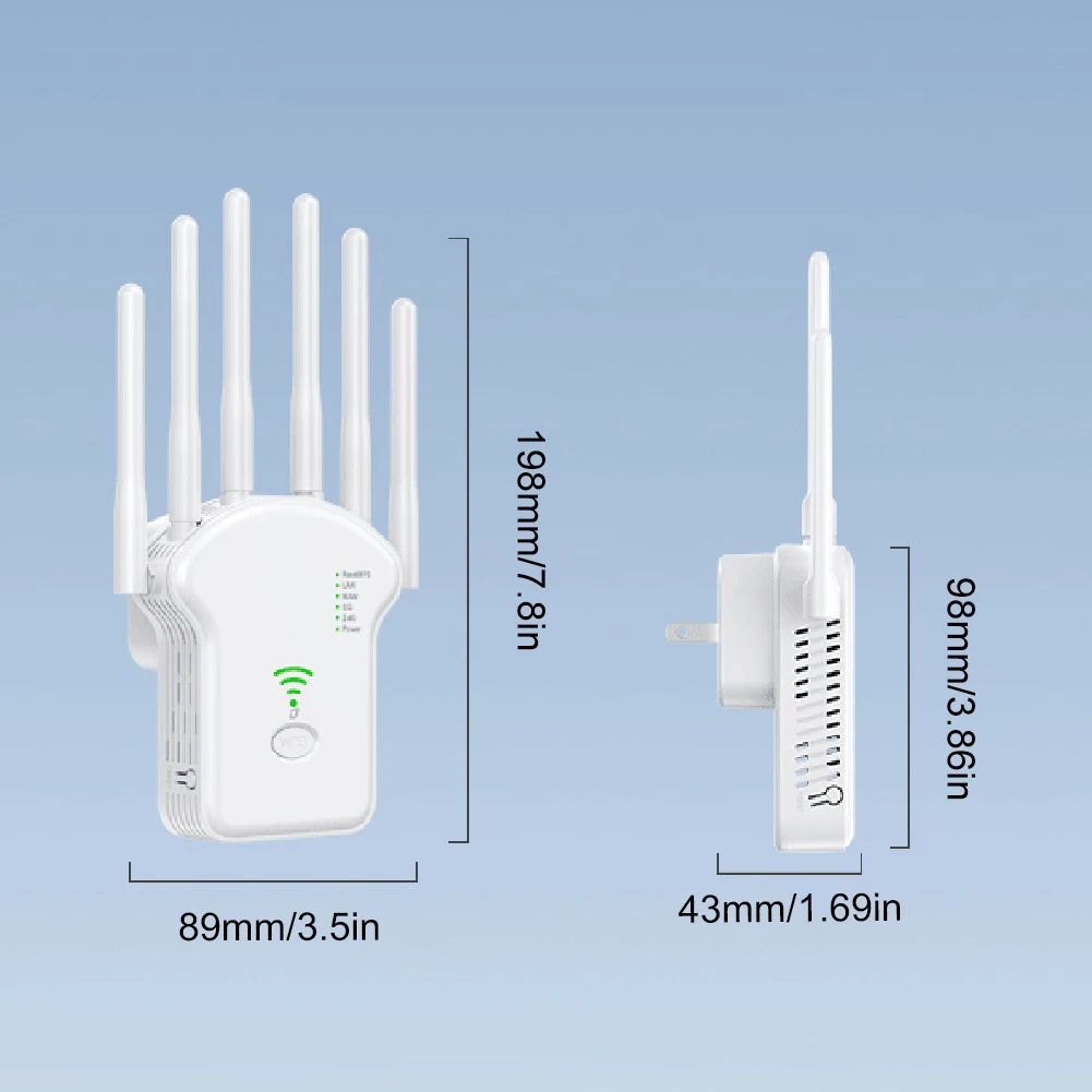 1200Mbps Wireless WiFi Repeater Dual-Band 5G WiFi Signal Repeater Gigabit Antenna Network Amplifier WiFi Extender WPS Router