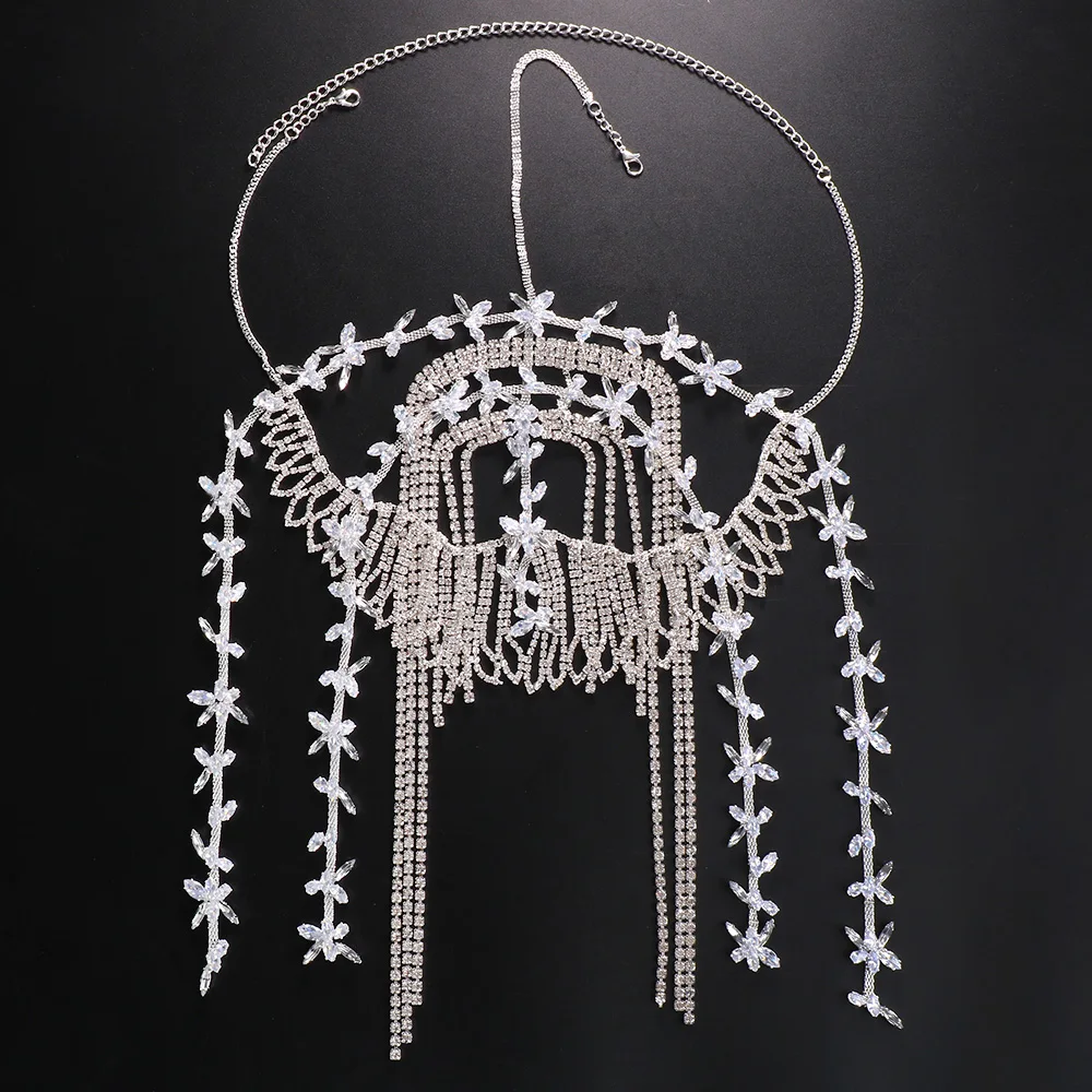 Stonefans Zircon Tassel Head Chain Jewelry Indian for Women 1920s Flapper Cap Headpieces Bridal Art Deco Party Hair Accessories