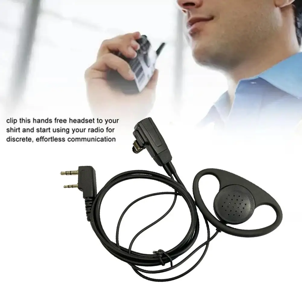 Auriculares en forma de D para walkie-talkie, cascos con micrófono, PTT, accesorios para Radio Baofeng Kenwood Puxing TYT