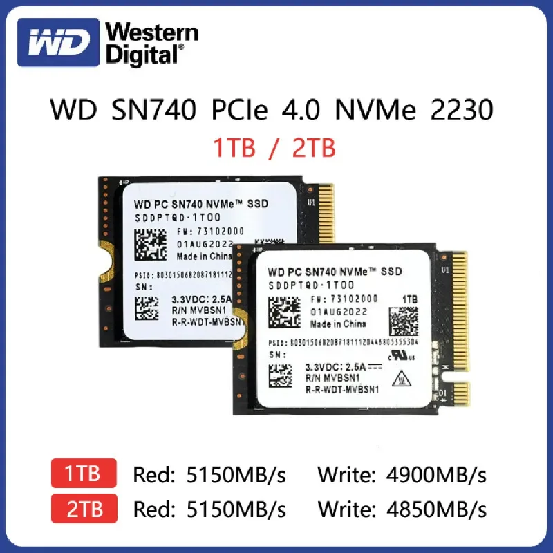 Western Digital WD-BLACK SN740 1TB 2TB M.2 SSD 2230 NVMe PCIe Gen 4x4 SSD for Microsoft Surface ProX Surface Laptop 3 Steam Deck