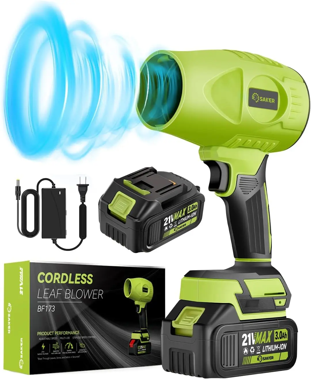 

Cordless Leaf Blower 180000 RPM, 2 x 4.0Ah Batteries, Adjustable Speed for Car Drying & Patio Cleaning