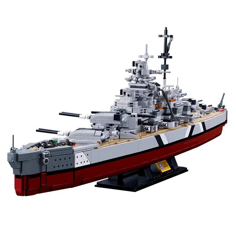 

Sluban ww2 Military Germany Navy Warships Building Blocks KMS Bismarck Battleship Model Kit Soldier Weapon Boat Bricks Kid Toys