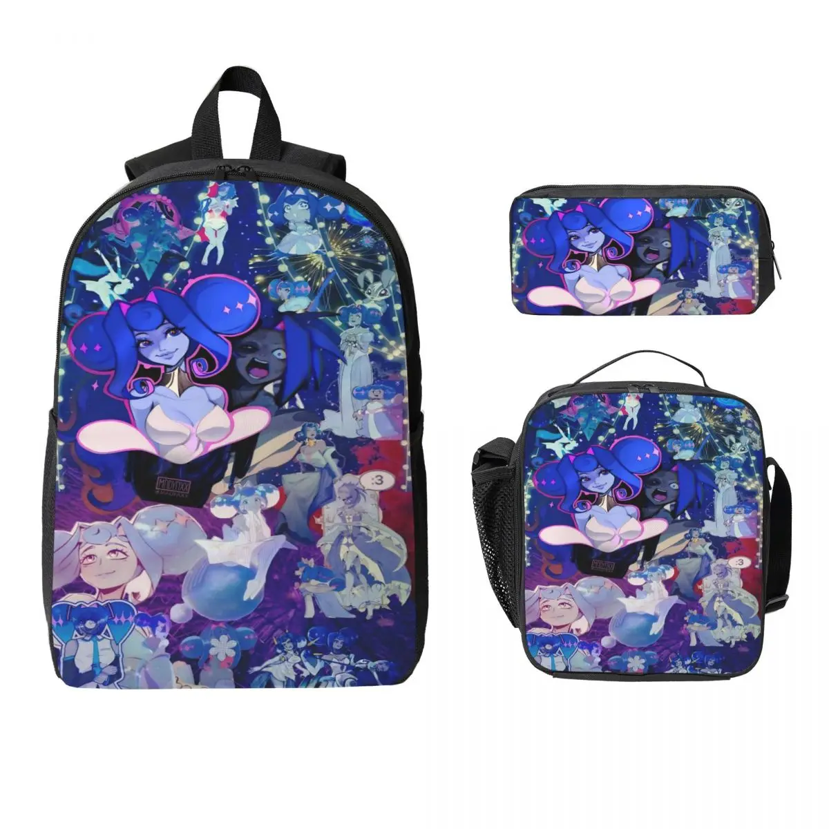 3Pcs K-Knights Of Guinevere School bags Set Pencil Boxes Backpack Sets with Lunch Box For Primary School Students Daypack