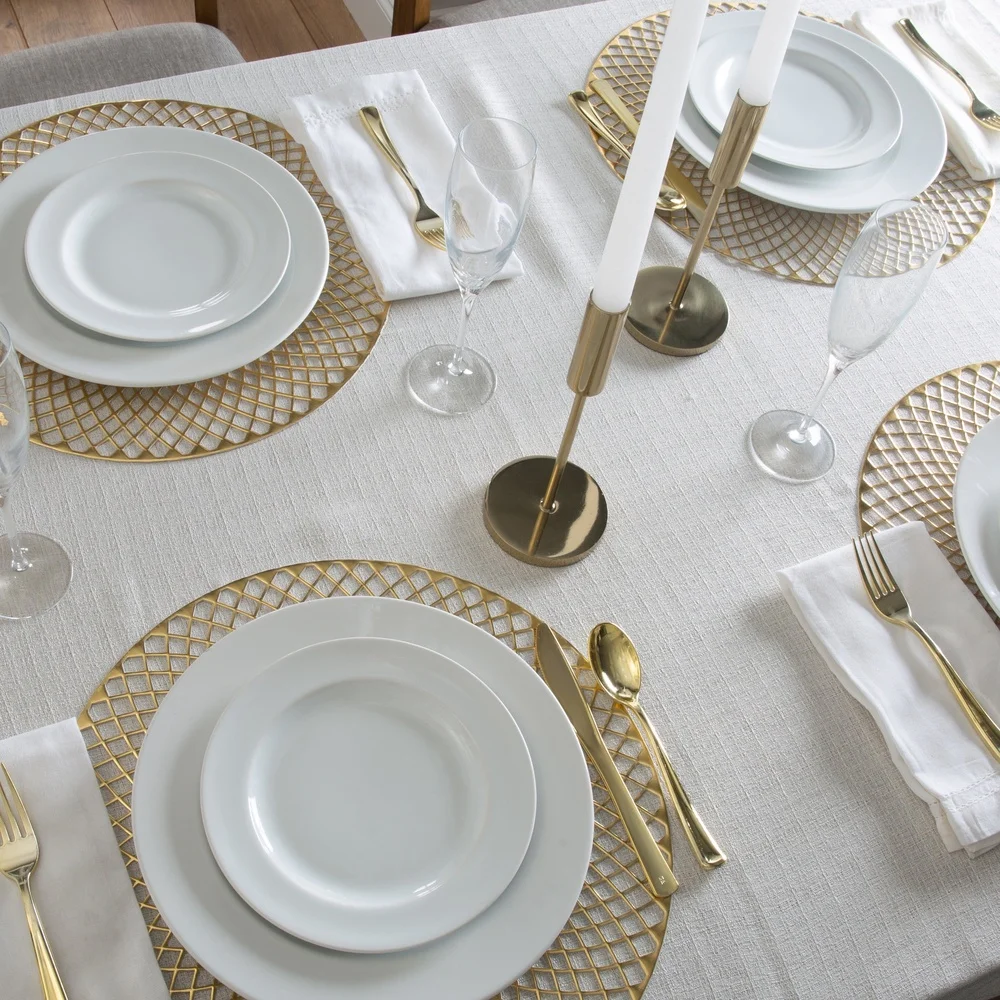 Set of Four Gold Round Placemats Unique Design PVC Holidays Dinner Parties Table Decor Functionality