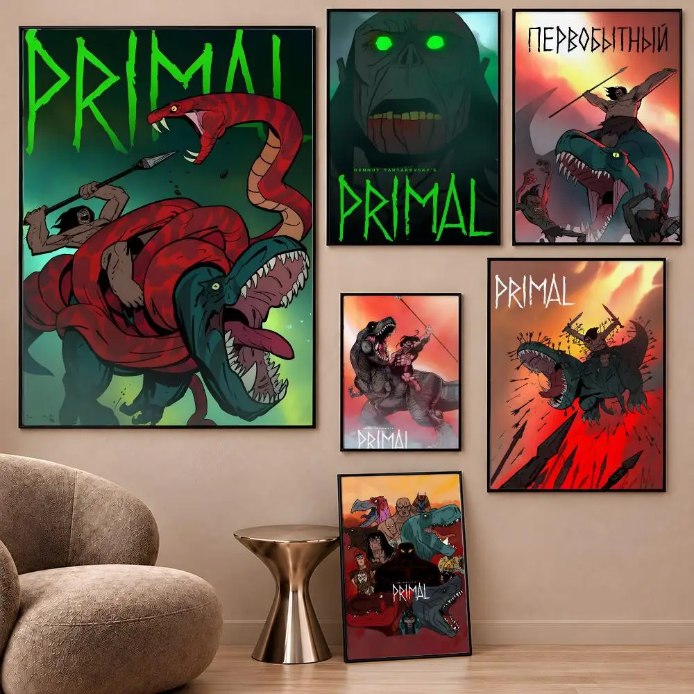 Dinosaur Series Mira Spear Primal Fang Poster Aesthetic Wall Art Poster HD Waterproof PP Self Adhesive Bedroom Dorm Room Decor