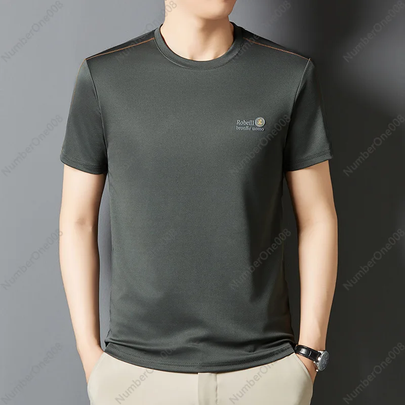 Short-sleeved Men's Trend Round Neck Printed Middle-aged and Young Casual Top Men's Fashion Versatile T-shirt Men's Wholesale