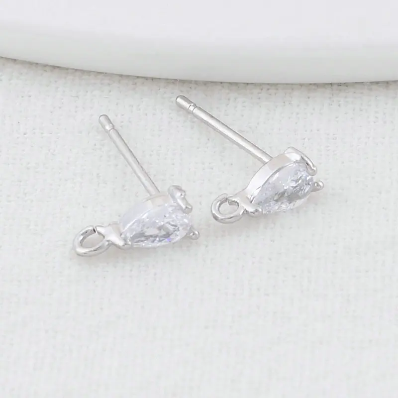 3*8.5MM 14K Gold Color Plated Brass with Zircon Drop Stud Earrings Pins High Quality Diy Jewelry Findings Accessories