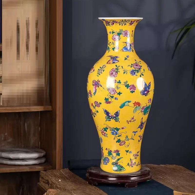 36cm Jingdezhen ceramiczny różowy wazon, minimalistyczny dom, salon, szafka TV, zabytkowy stojak, chińska dekoracja, aranżacje kwiatowe