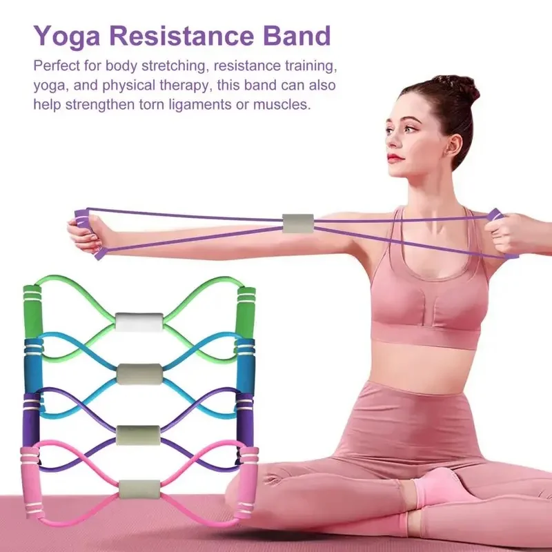 Fitness Resistance Band with Handle Portable Men Women Arm Shoulder Stretch Strength Training Exercise Elastic Strap