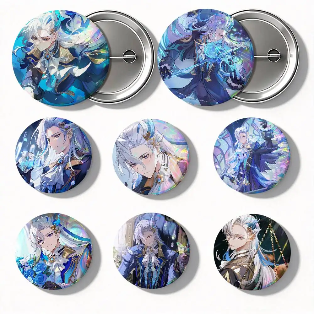 Anime Game Genshin Impact Neuvillette Round Badge Creative Brooch Clothing Backpack Accessories Lapel Pin