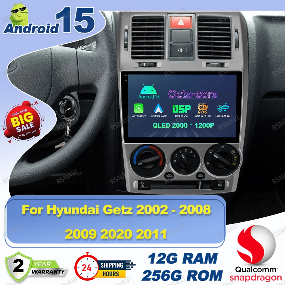 Android 15 Car Radio For Hyundai Getz 2002 - 2008 2009 2020 2011 Golf Mk4 Tesla Model 3 Accessories Polo 6r Keychain Dash Cam
