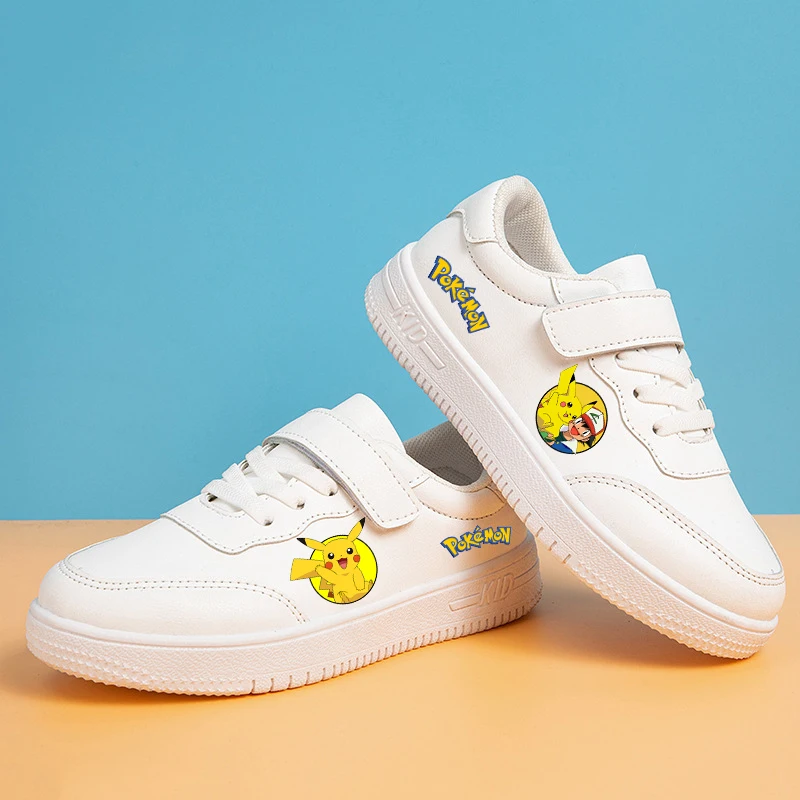 

Pokemons Sneakers Boys Girls Cartoon Anime Pattern Sports Shoes Leisure Leather Soft Soled White Shoes Footwear Birthday Gifts