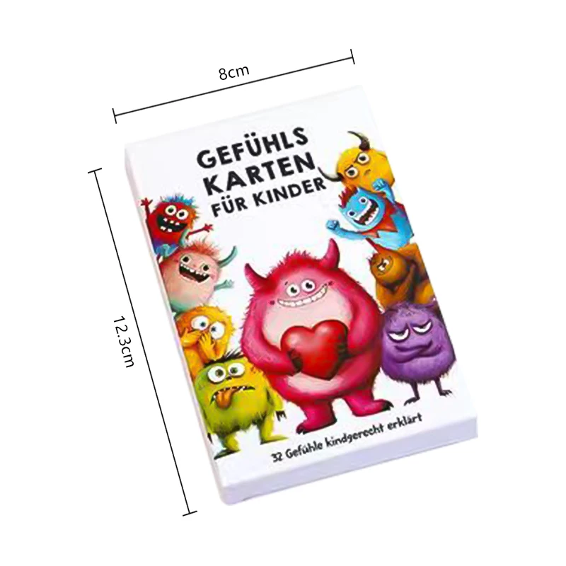 الألمانية الإنجليزية العاطفة الوحش بطاقات الصور واقعية مشاعر الأطفال بطاقات فلاش للطفل تعلم لعبة الأسرة للفتيات الفتيان #6