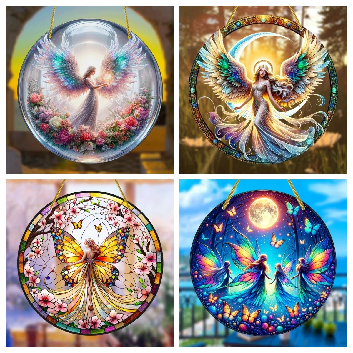 

Angel fairy wall decoration window decoration stained glass pendant home decoration