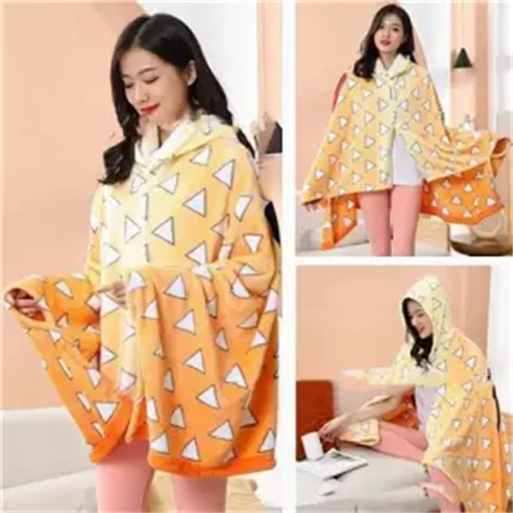 2024 new fashion cartoon print scialle coperta button cartoon home coperta invernale coperta di flanella multifunzionale