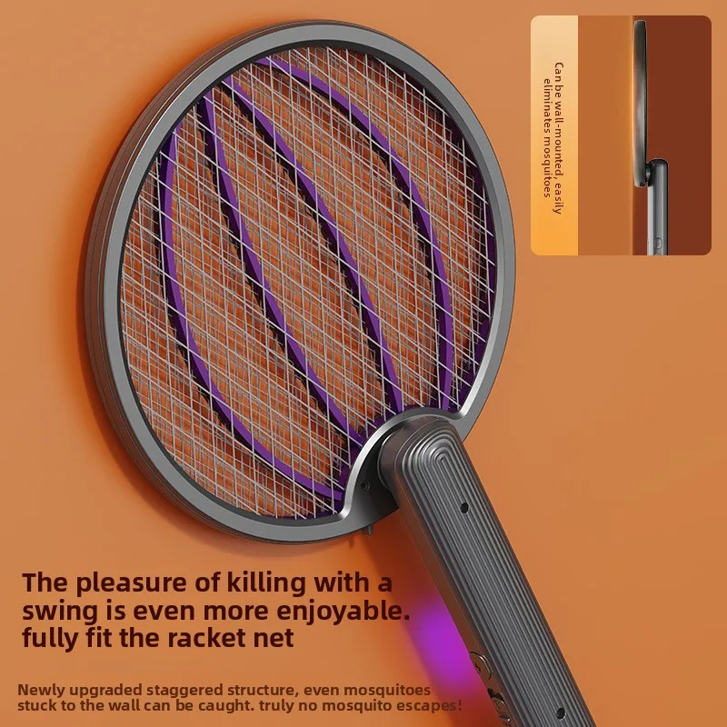 3Styles Electric Mosquito Swatter Rechargeable Mosquito Killer Lamp Wall Mounted Bug Zapper Racket for Home Bedroom Living Room