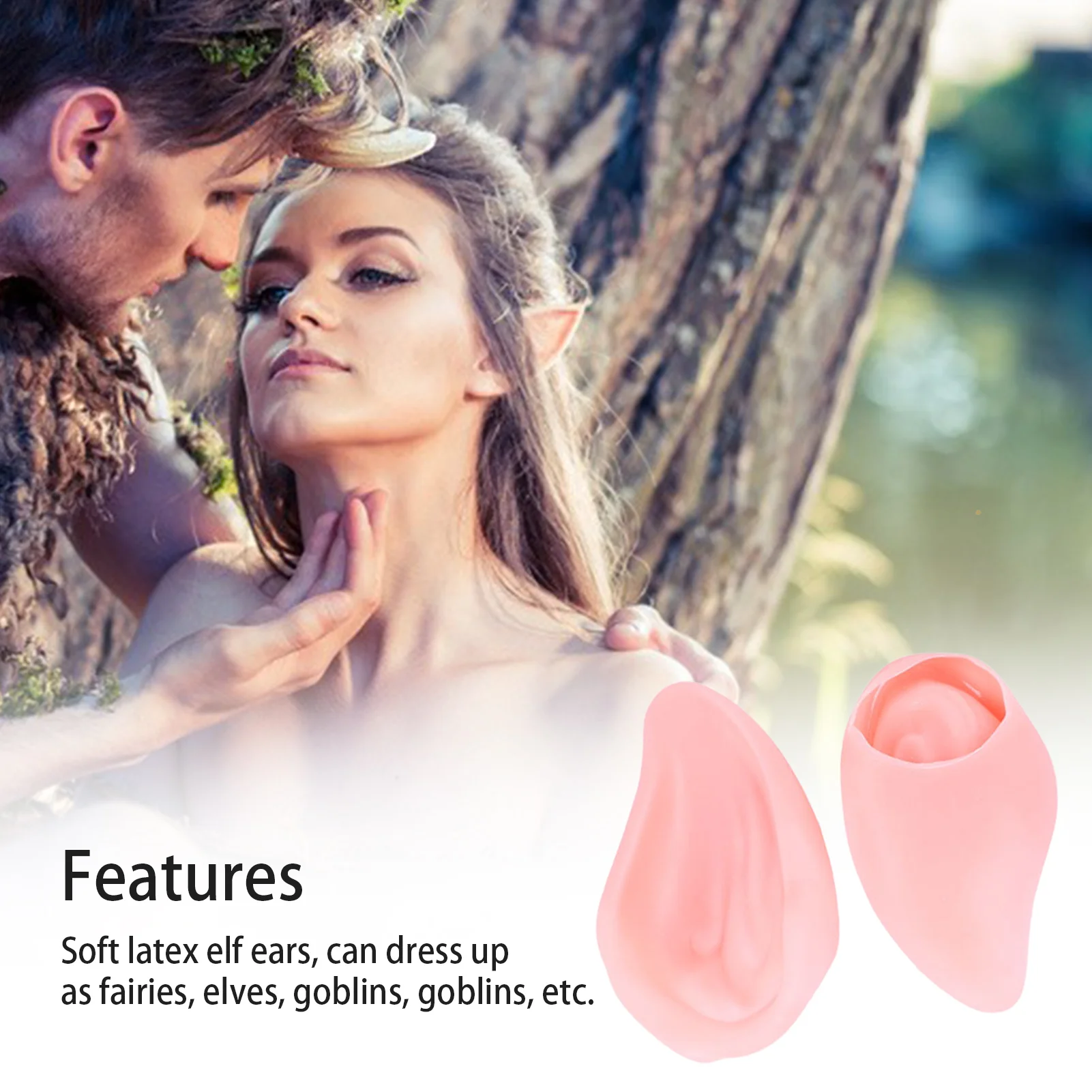 1Pair Halloween Latex Elf Ear Fairy Ear Vampire Ears Dress Up Cosplay Accessories Halloween Supply Christmas Decor