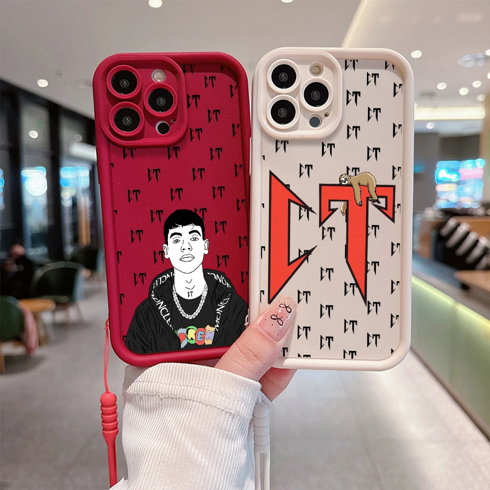 Etui na telefon Rap Natanaels Cano dla IPhone 15 14 13 12 11 Pro Max Mini XR XS 7 8 Plus miękka tylna obudowa TPU z paskiem na rękę