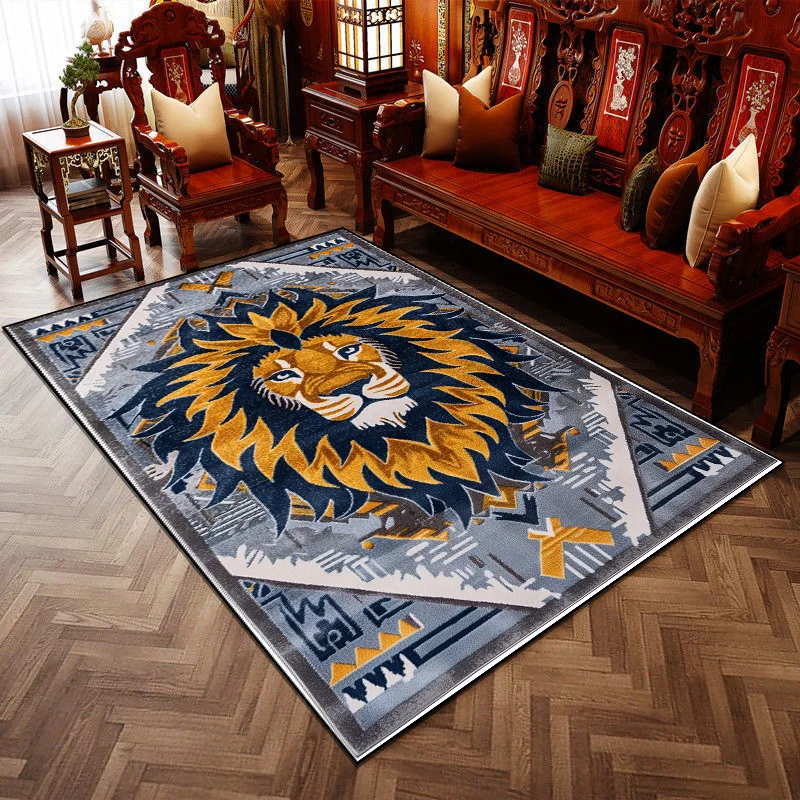 Lion Pattern Rugs for Living Room Morocco Style Large Area Home Decor Carpet Washable Soft European Tatami Mat Bedroom Tapete 러그