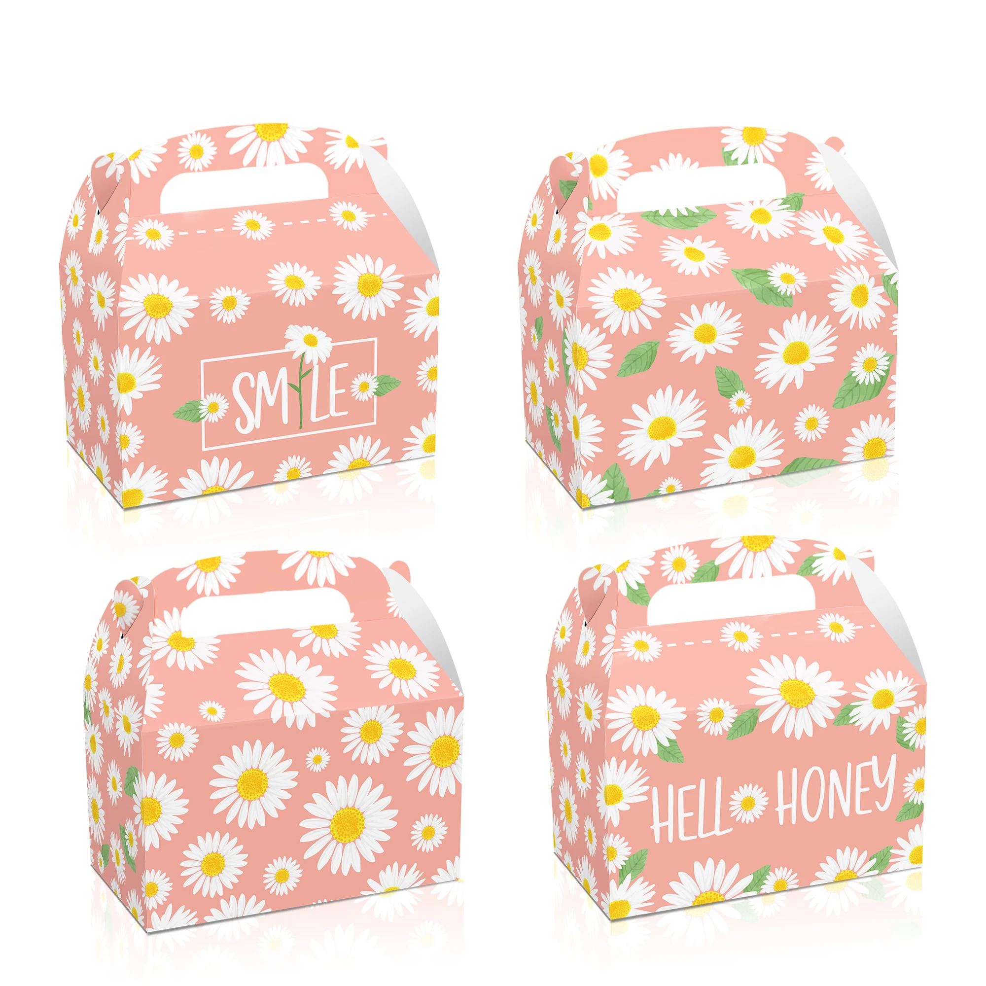 

DD176 4Pcs Sweet Honey Daisy Flowers ONE Birthday Party Paper Portable Packing Gift Boxes Wedding Baby Shower Party Supplies