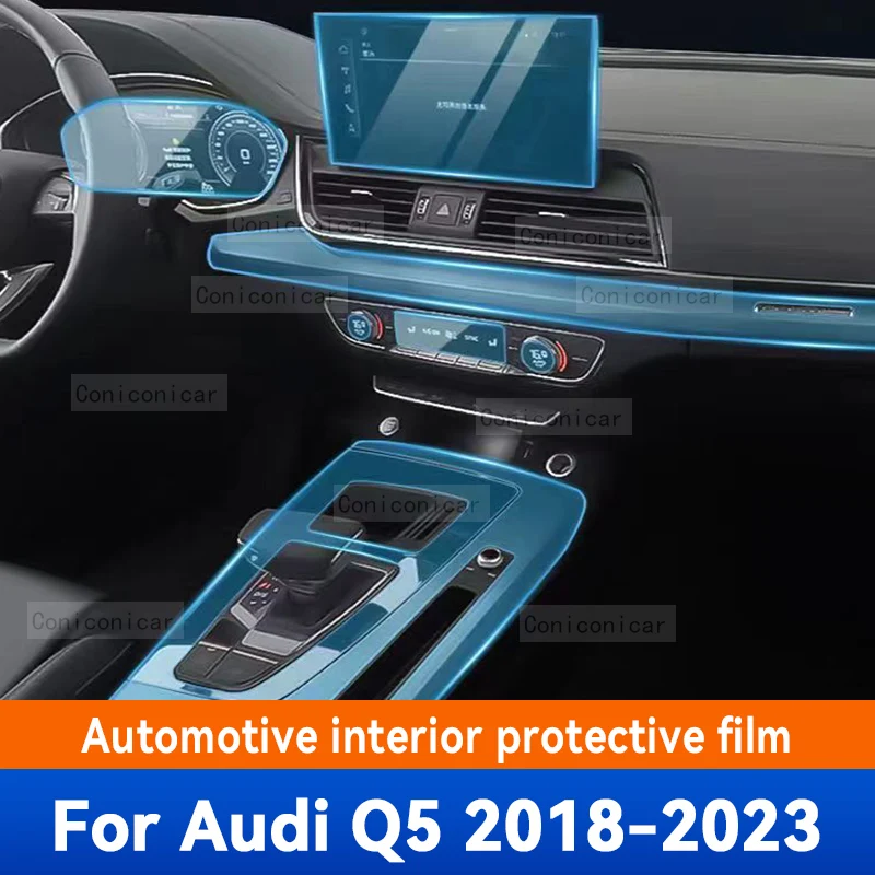 

For Audi Q5 2018-2023 2022 Sprotback Car Multimedia Screen Center Gear Panel Transparent TPU Automotive Interior Protective Film