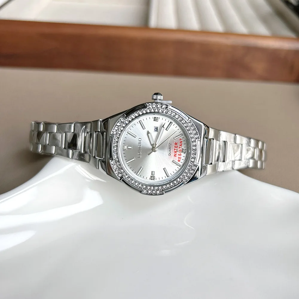 

ElegantladieswatchWhiteMoonlightsamestyle watch women's steel strap ladies quartz watch brand luxury ladies watch gift for women