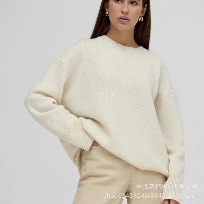 Round Neck Heat Set Top Regular Fit Standard Length Casual with Pullover Medium Weight Single Winter Overhead Women Sweater