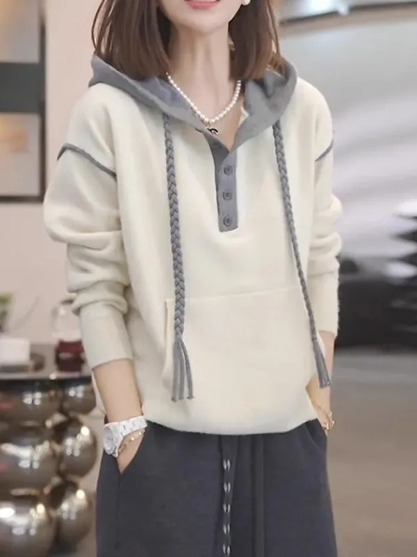 

Korean Sle Soft Cozy Hooded Women's Sweater plus Size Faionable Inner Wear Knitted Top for Autumn Winter Large Size Ladies