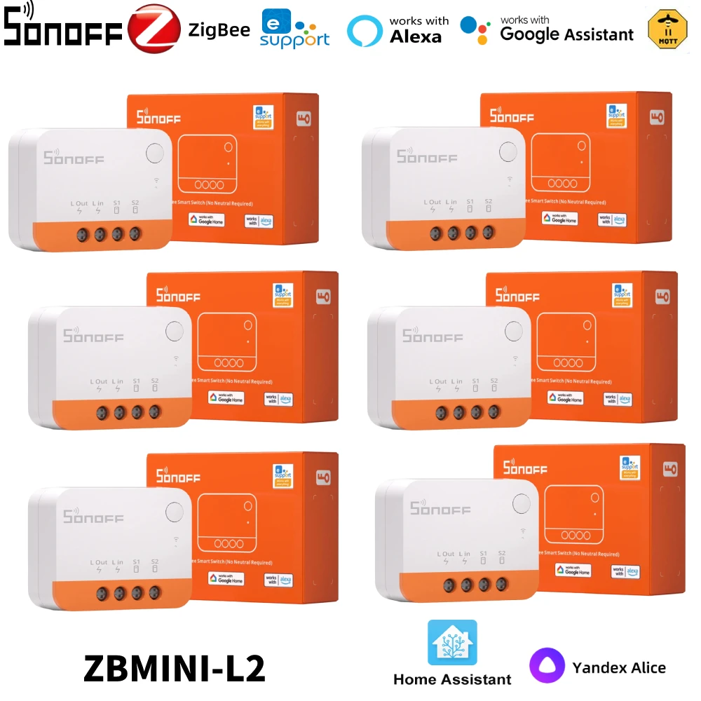 SONOFF ZBMINI-L2 Zigbee Smart Switch No Neutral Wire Required Wireless 2 Way Control via eWeLink Alexa Google Home Alice Mqtt