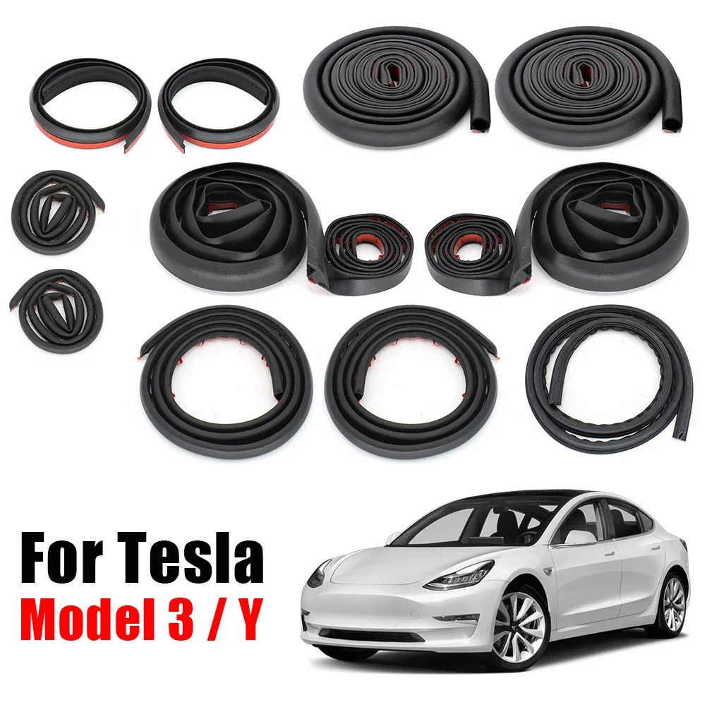 

WANWUXIN Car Rubber Seal Strip Kit For Tesla Model 3 Y Self Adhesive Door Sealing Weatherstrip Noise Reduction Soundproof Access